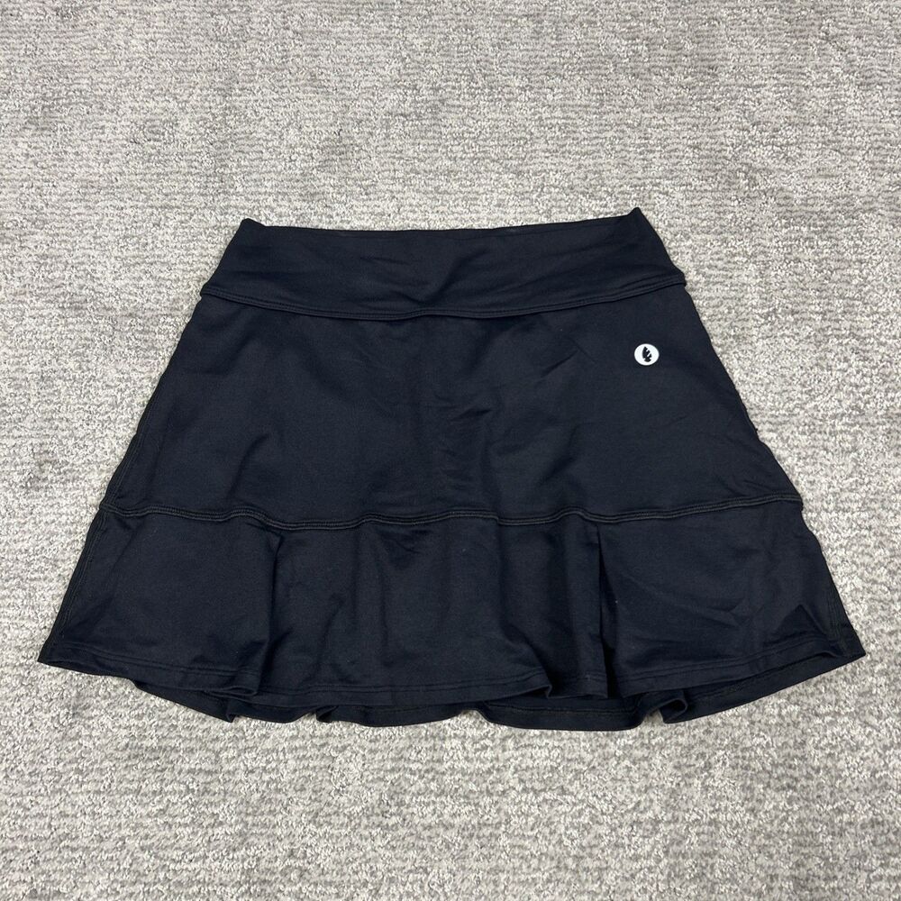 Dona Jo Skort Women Medium Black Athletic Skirt Tennis Pickleball Stretch Ruffle